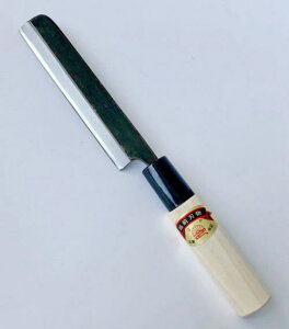 【 左きき用 】 江戸菊水 黒打 うなぎ裂き包丁 細型 105mm 名古屋型 朴柄 越前打刃物 日本製