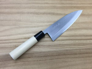 源明利 出刃 165mm 白二鋼 水牛桂 ぼかし仕上 片刃 越前打刃物 日本製 鍛造 手造り