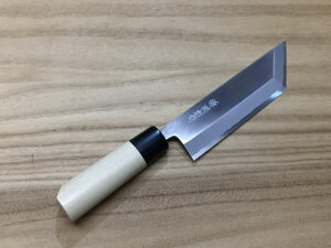 源明利 うなぎ裂き包丁 東型 135mm 水牛桂 白二鋼 朴柄 関東型 越前打刃物 日本製