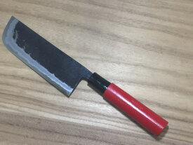 九頭龍川 野菜収穫包丁 三枚打 155mm TY-273 両刃 白二鋼 赤塗柄 鍛造 越前打刃物 日本製