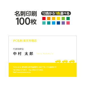名刺 カラー 名刺印刷 名刺 シンプル カラー 名刺 横 2c004【片面/100枚】