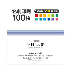 名刺 カラー 名刺印刷 名刺 シンプル カラー 名刺 横 2c010【片面/100枚】
