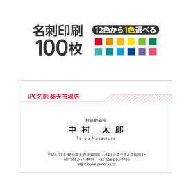 名刺 カラー 名刺印刷 名刺 シンプル カラー 名刺 横 2c013【片面/100枚】