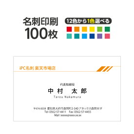名刺 カラー 名刺印刷 名刺 シンプル カラー 名刺 横 2c014【片面/100枚】