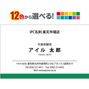 名刺 カラー 名刺印刷 名刺 シンプル カラー 名刺 横 2c021【片面/100枚】