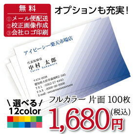 名刺　印刷イメージ確認あり！名刺 カラー 名刺印刷 名刺 シンプル カラー 名刺 横 カラー 名刺 b030【片面/100枚】