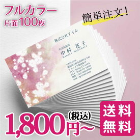 印刷イメージ確認あり！名刺カラー 名刺印刷 デザイン名刺 名刺作成 おしゃれ 横 フルカラー デザイン 名刺 カラー 名刺 d086【片面/100枚】