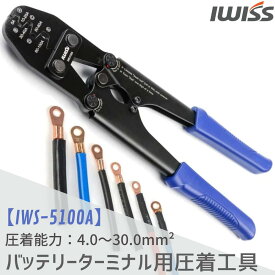 [感謝祭★P3倍＋まとめ割] IWISS 圧着ペンチ 圧着工具 オープンバレル オープンタイプ バッテリーターミナル バッテリー 端子 バッテリーターミナル かしめ機 車 自動車 車両 配線 電装 修理 工具 DIY メンテナンス 整備 電工 オーディオ DIY 自作 4.0-30.0mm2