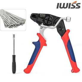 【初夏SALE】IWISS 結束工具 メタルタイ ステンレス ステンレス結束バンド ステンレスタイ 100本入り テンション保持型 結束機 コンパクト 梱包機 手動式 タイガン 締め付け 切断 工具 セット 幅4.6〜19mm迄 アイウィス WCT319