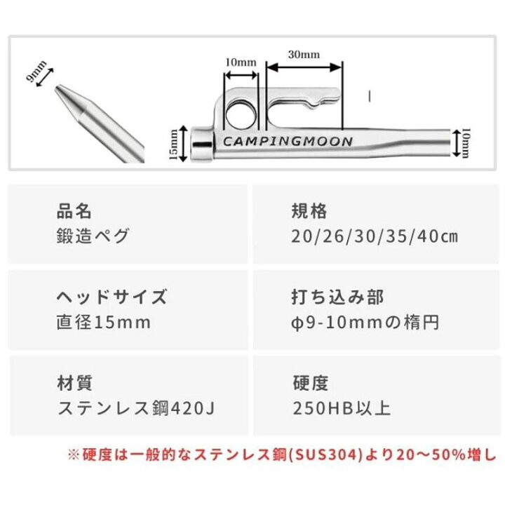 楽天市場】【10％OFF☆マラソン限定】キャンピングムーン ペグ セット 