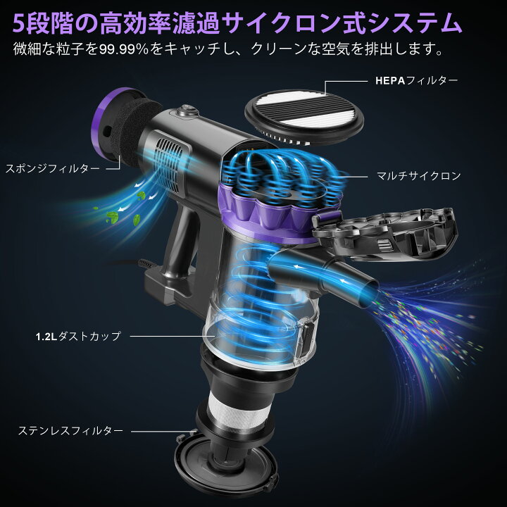 楽天市場】elezon 掃除機 マルチサイクロン パワフル 18000Pa 強力吸引 