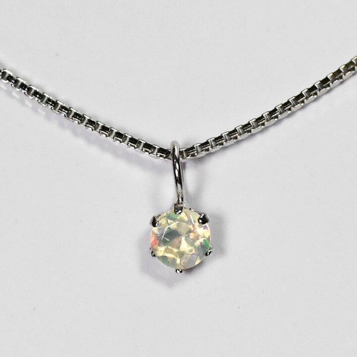 楽天市場】オパール 一粒ネックレス 3mm レアストーン シルバー925 
