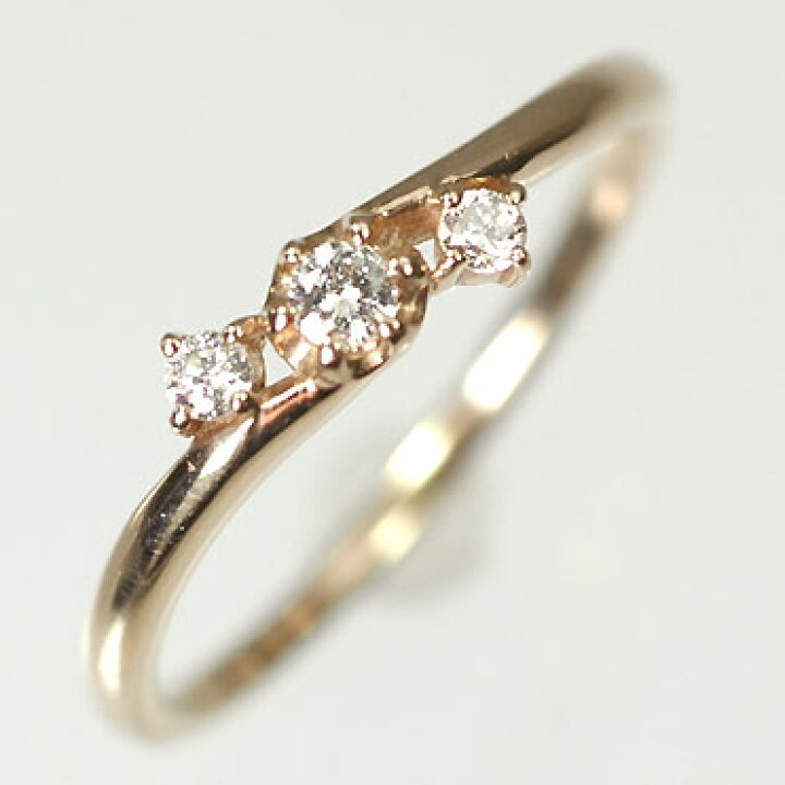 楽天市場】ダイヤモンド リング スリーストーン K18PG・ダイヤ0.1ct  