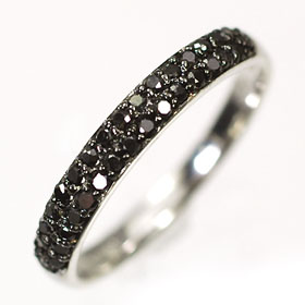 ダイヤモンド リングK10WG・ブラックダイヤモンド0.20ct　パヴェリング（指輪） ダイヤモンド指輪