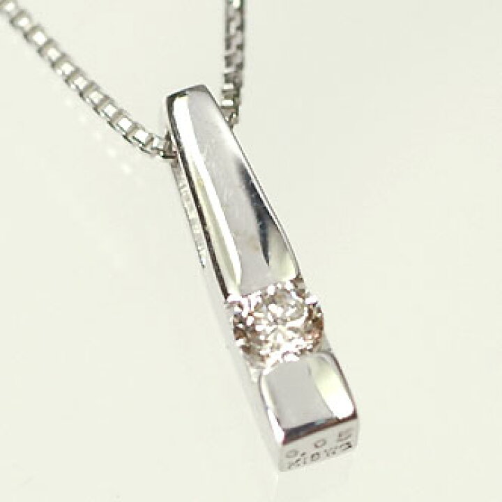 楽天市場】ダイヤモンド ネックレス K18WG・ダイヤ0.05ct スティック 