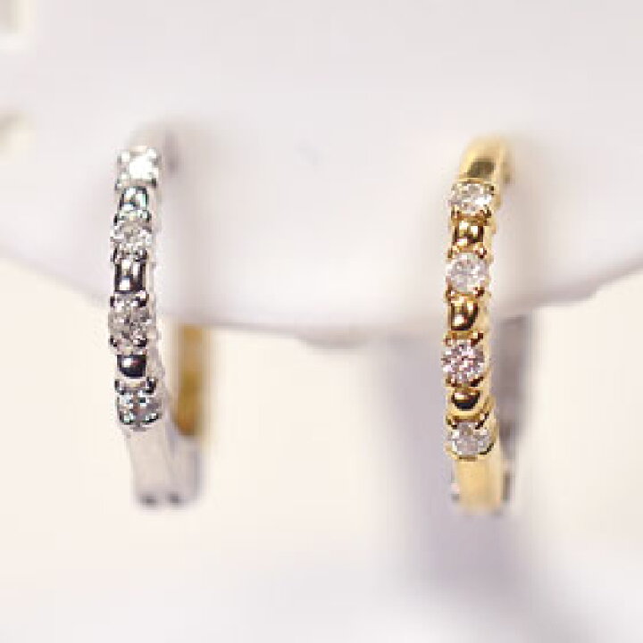 楽天市場】ピアリング イヤリング K18＆K18WG・ダイヤモンド0.1ct 