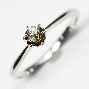 【期間限定】天然ダイヤモンド リング 一粒 0.2ct (LB) 透明度もテリも抜群 ブラウンダイヤモンド 婚約指輪 6本爪 ティファニー爪 プラチナ シルバー925 プロポーズリング 日本製ジュエリー 高