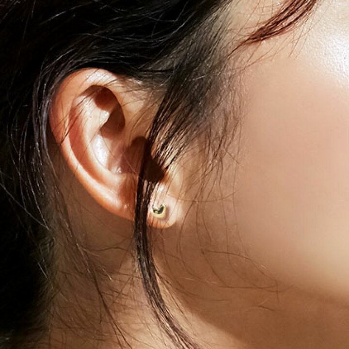 楽天市場】K18 イエローゴールド ぷっくりハートピアス 5mm 地金ピアス 