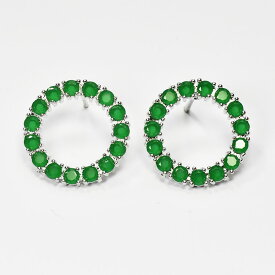 エメラルドカラー CZ サークルエタニティピアス 貴石カラー キュービックジルコニア