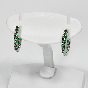 エタニティピアス エメラルドカラー フープピアス キュービックジルコニア