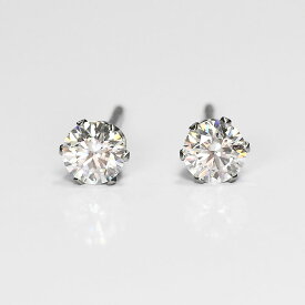 0.5ct スタッドピアス 6本爪 Dカラー VVS エクセレント モアッサナイト 4mm ステンレス316 サージカルステンレス アレルギーフリー