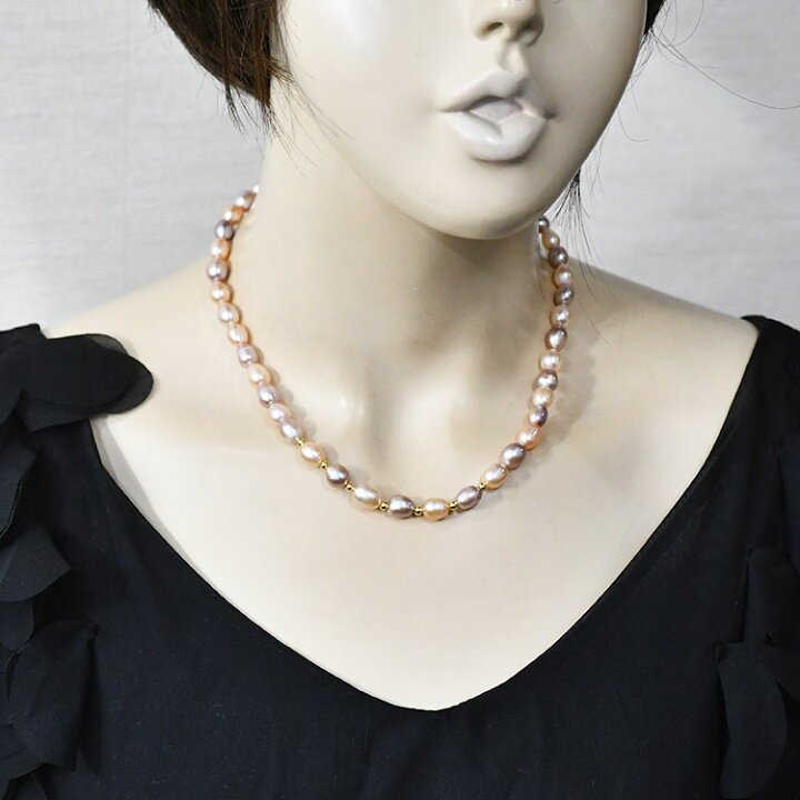 楽天市場】淡水パール ネックレス 6-7mm 40cm ミックスカラー 淡水真珠 