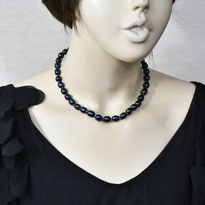 楽天市場】淡水ブラックパール ネックレス 8-9mm 40cm 黒真珠 淡水真珠 