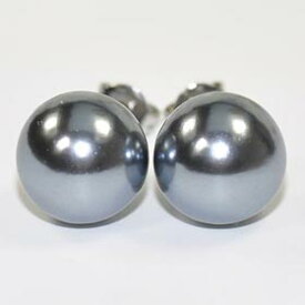 【即納】【メール便送料無料】貝パール使用♪ブラックパールピアス（10mm）（チタンポスト）【smtb-m】