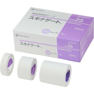 ニチバン スキナゲート 【SG12 12mm×7m 24巻】【SG25 25mm×7m 12巻】【SG50 50mm×7m 6巻】 NICHIBAN 医療用テープ 極低刺激性絆創膏 固定 極低刺激テープ フィルムタイプ 肌にやさしい ばんそうこう