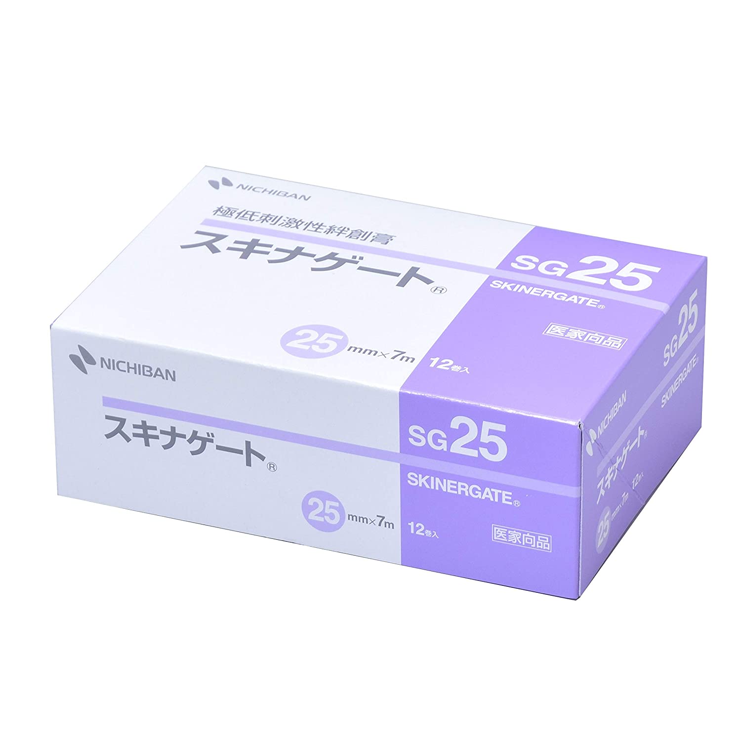 ニチバン スキナゲート SG25 (25mm×7m) 12巻入 NICHIBAN 医療用テープ 極低刺激性絆創膏 固定 極低刺激テープ フィルムタイプ 肌にやさしい ばんそうこう