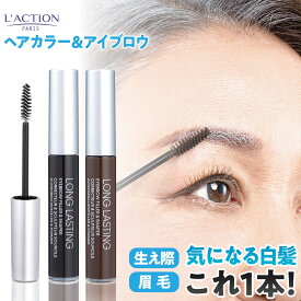 ＼クーポン最大2,000円OFF!!／【 ラクシオン 正規代理店】 ヘアカラー＆アイブロウ 8.5g 落ちにくい 白髪隠し アイブロウ ヘアケア 白髪 ヘアマスカラ 白髪眉 眉毛 アイブロウマスカラ ウォータープルーフ ブラック ダークブラウン メンズ レディース