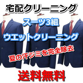 送料無料！！スーツ3組汗シミを完全除去クリーニング♪宅配クリーニング