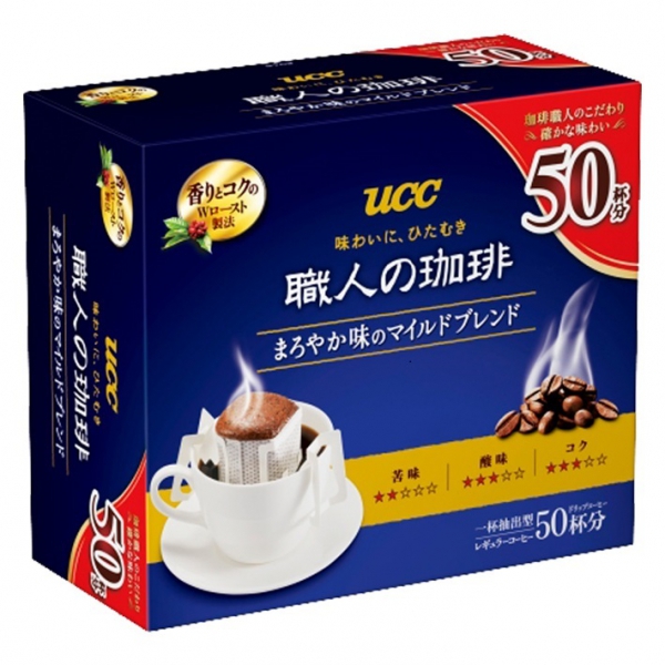UCC上島珈琲 職人の珈琲 ドリップコーヒー まろやか味のマイルドブレンド (7g×50袋)ml×1箱 飲料