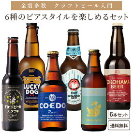 【クラフトビール入門】 スタイル別 クラフトビール 6種 6本 飲み比べ アソート 厳選 ビール セット 【送料無料※一部地域は除く】瓶 黄桜 エチゴビール スタウト 常陸野ネスト ホワイトエール 横浜ビール 金しゃちビール IPA コエド ギフト プレゼント