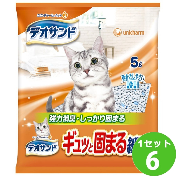 ユニチャーム デオサンド紙砂 ギュッと固まる紙砂 5L×6袋 ペット猫砂 通販