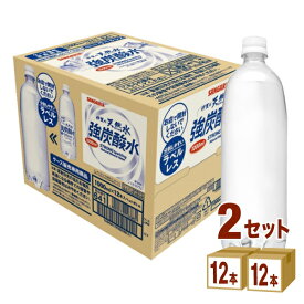 日本サンガリア 伊賀の天然水 強炭酸水 ラベルレス 1L×12本×2ケース（24本）無糖 炭酸水 天然水 割り材 大容量 まとめ買い【送料無料※一部地域は除く】