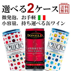 ドネリ 選べる 缶ワイン 200ml ×24本× 2ケース（48本）【送料無料※一部地域は除く】ボッリチーノ フリッツァンテ ロッソ ビアンコ ランブルスコ 微発泡 辛口 赤 白 赤ワイン 白ワイン BBQ キャンプ 飲み切り デッレミリア ロッソ アマービレ よりどり