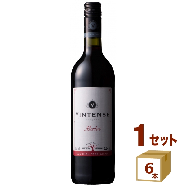 ヴィンテンス メルロー 0.0% ノンアルコール ワイン 赤 750ml×6本   ワイン