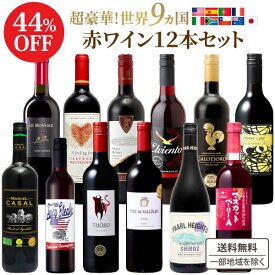 44％オフ 【ソムリエ厳選】金賞7冠 世界の赤ワイン 飲み比べ 驚異の9か国 赤 12本 セット 金賞 【送料無料※一部地域は除く】アメリカ カリフォルニア 日本 スペイン イタリア チリ フランス オーストラリア ポルトガル 南アフリカ 福袋 ギフト お買い得 試験対策