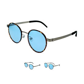 IZONE NEW YORK サングラス メンズ レディース 偏光 ラウンド 丸 丸型 薄い色 カラーレンズ ライトブルー 青 ライトカラー レンズ UVカット 99％ 紫外線カット ケース付き アウトドア用 ブランド P128LC