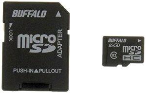BUFFALO Class10 microSDHC�J�[�h SD�ϊ��A�_�v�^�[ 16GB RMSD-16GC10AB