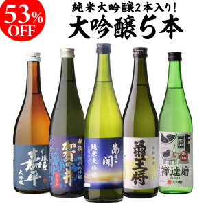 【10/10限定 全品P3倍】バイヤー厳選！大吟醸飲み比べ 720ml 5本 54%OFF！純米大吟醸入 飲み比べセット