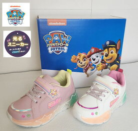 【試し履き1回交換送料無料】【取寄せ】【動画あります】パウ・パトロール　光るスニーカー　16cm、17cm、18cm、19cm ピンク、ホワイト　1x461PH