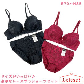 【取寄せ】サイズがいっぱい 豪華なレース ブラショーツ セット カップサイズE～H アンダー70～85 豪華なレース使いのブラショーツセットをサイズ豊富に揃えました 気分に合わせて色を選んでどんなアウターにもピッタリのデザイン