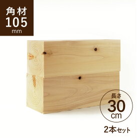 ヒノキ 桧 角材105×105×300mm 2本セット カット材 節あり 芯持