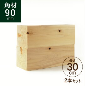 ヒノキ 桧 角材90×90×300mm 2本セット カット材 節あり 芯持