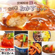 宮城県産豚のお手軽おかずセット (ハンバーグ 直火焼き ウインナー やわらか角煮 赤豚カレー)【ギフト箱…