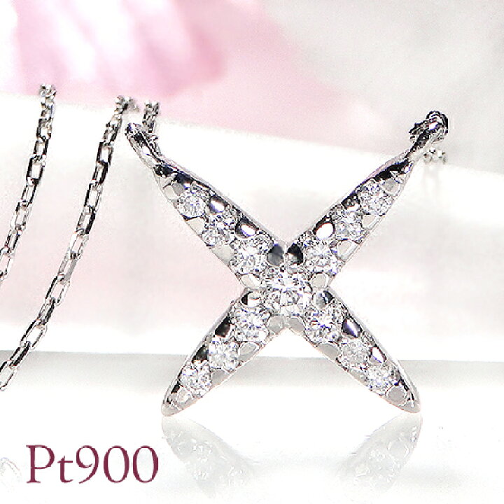 楽天市場】Pt900/K18YG/PG 0.10ct クロス ダイヤモンド ネックレス  