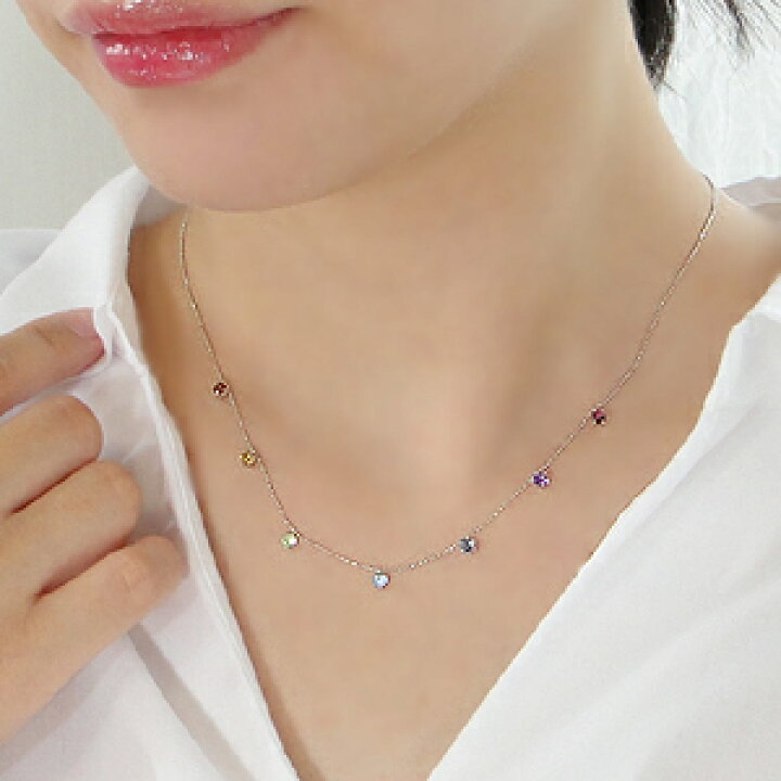 楽天市場】K18WG/PG/YG マルチカラー ステーション ネックレス 