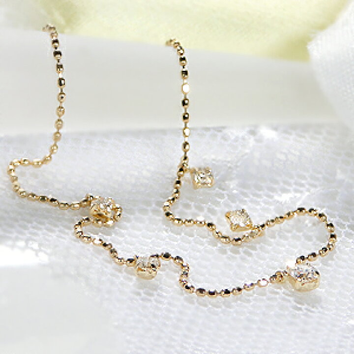 楽天市場】K18WG/PG/YG 0.2ct ダイヤモンド ステーション ネックレス 